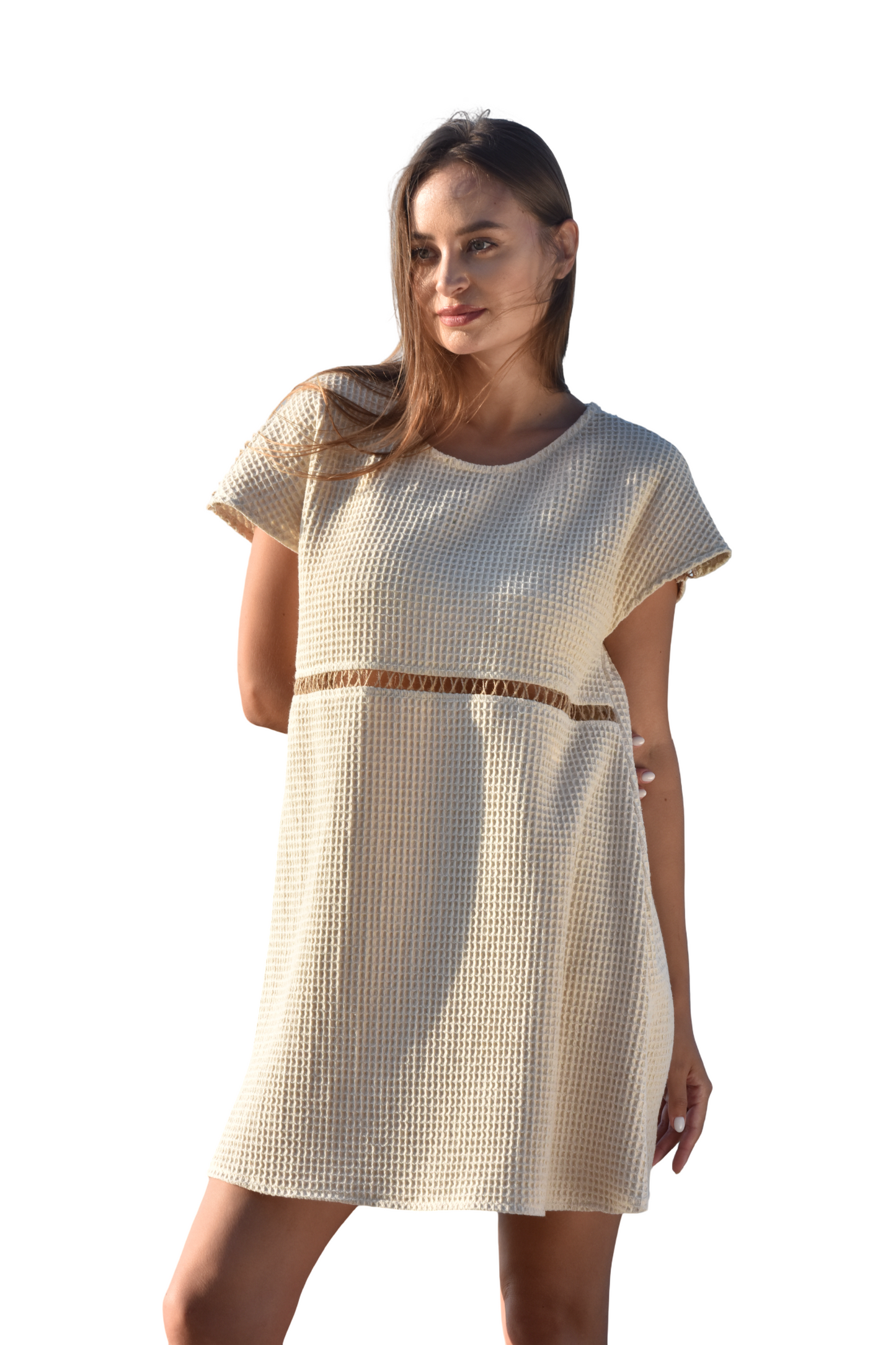 Adorn  Above-the-Knee Waffle Cotton Dress