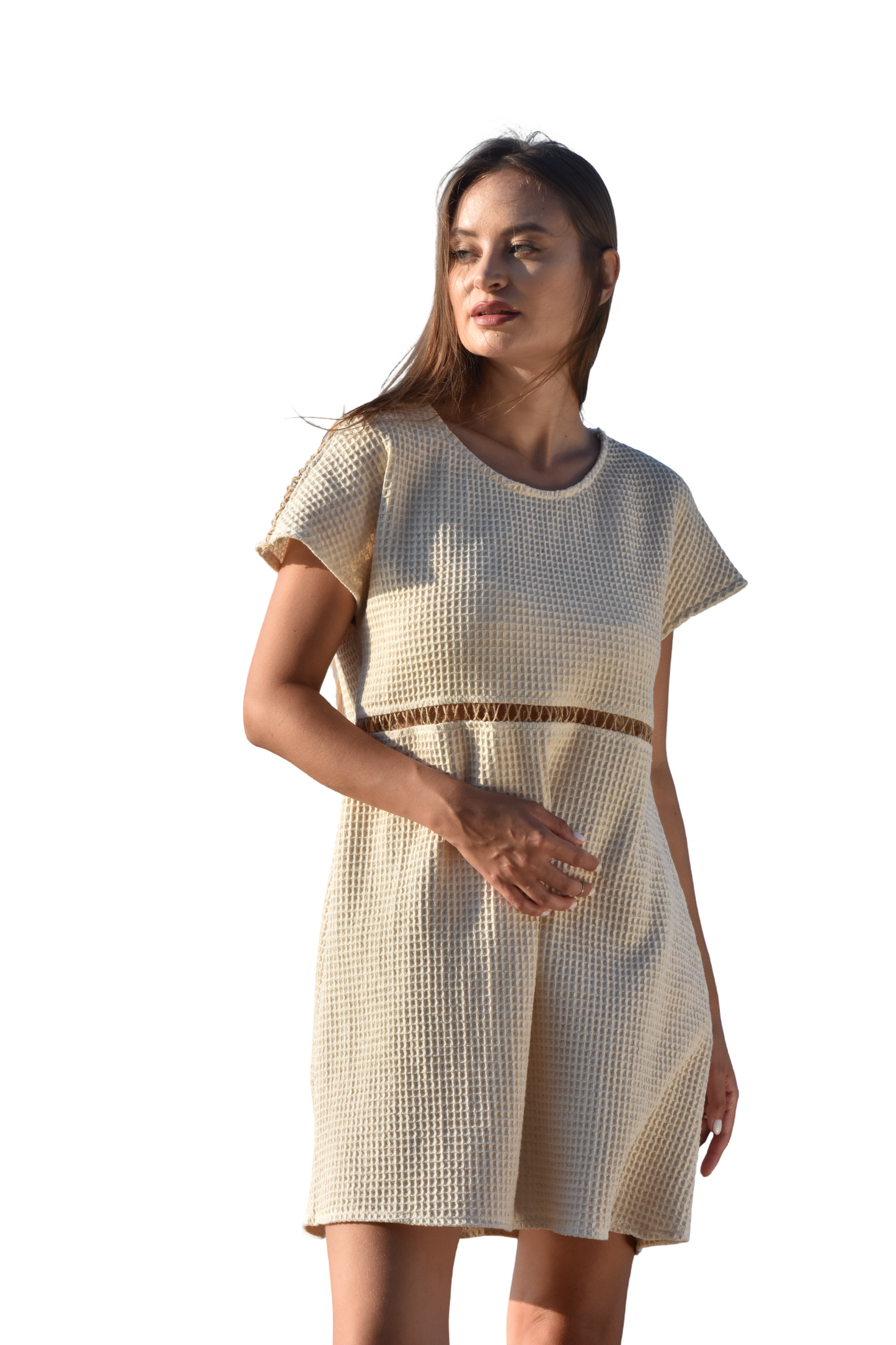 Adorn  Above-the-Knee Waffle Cotton Dress