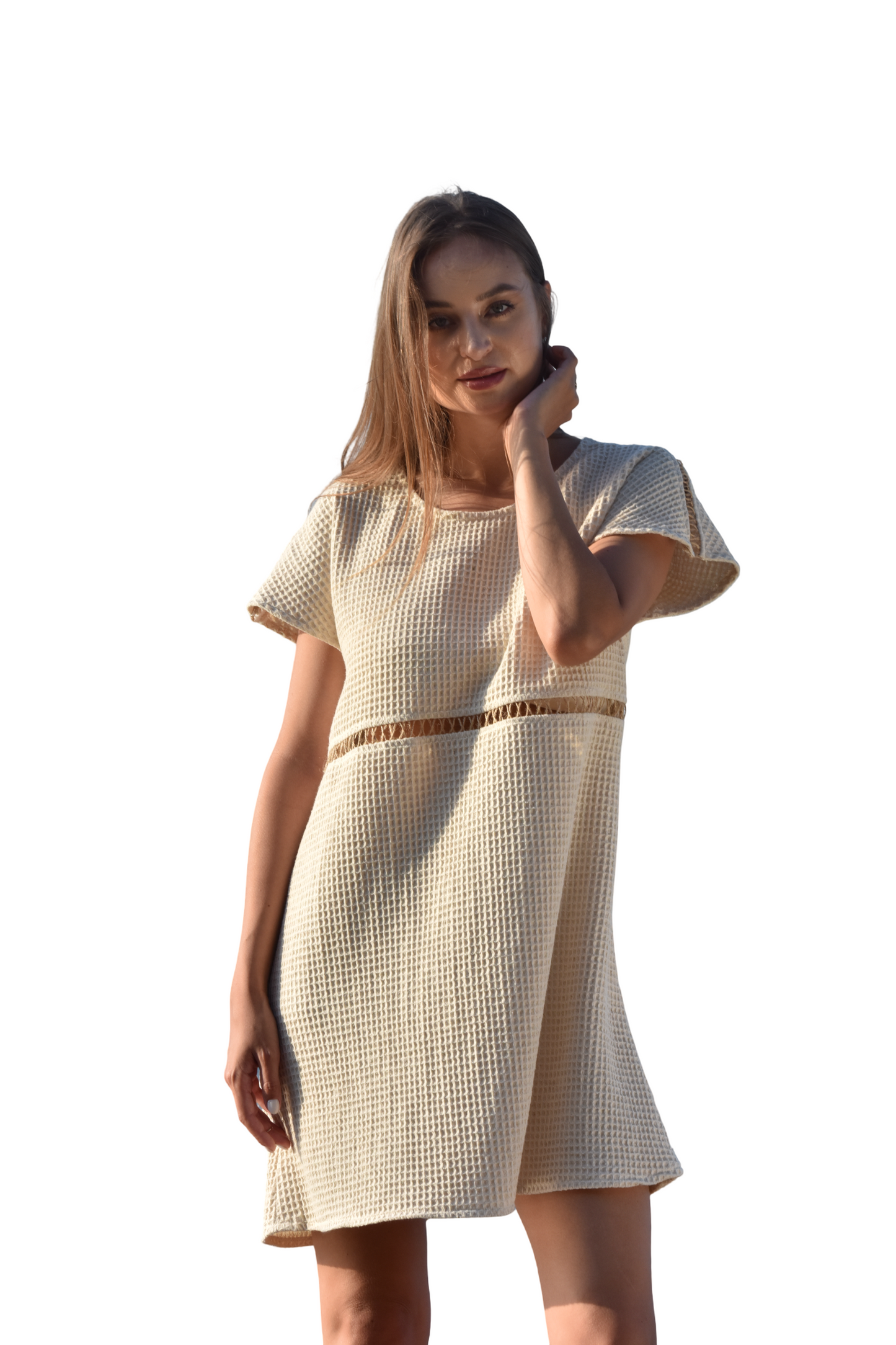 Adorn  Above-the-Knee Waffle Cotton Dress
