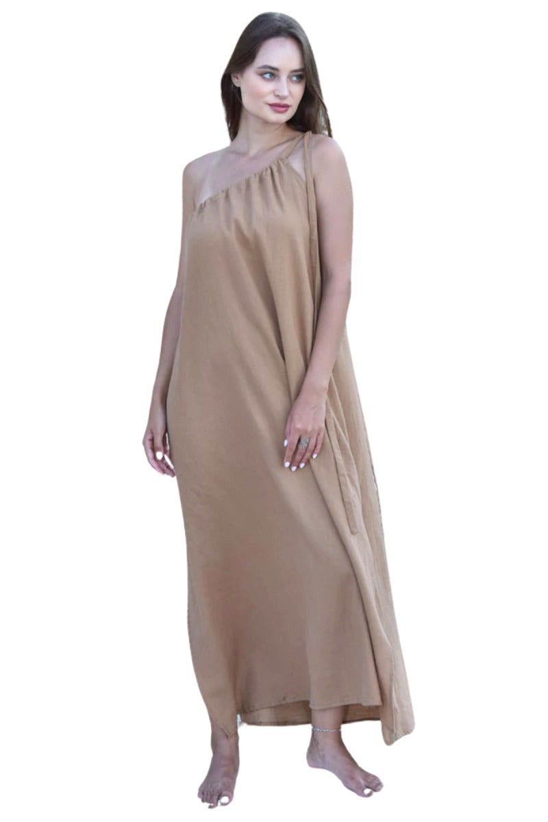 Linum One-Shoulder Maxi Dress