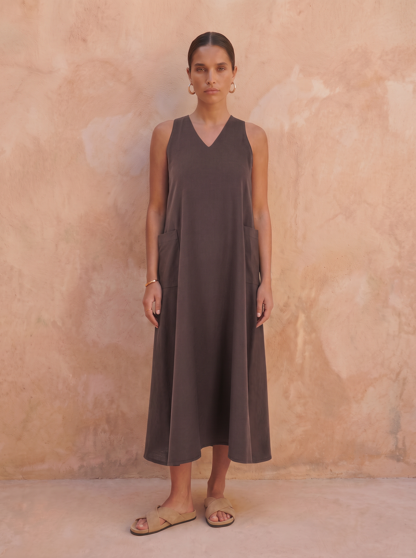 Bitter Pocket Maxi Dress - Brown